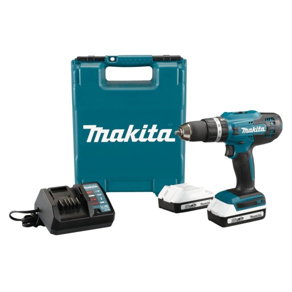 Perceuse à percussion sans-fil Makita HP488D002 - 18V, 2 batteries 1.5Ah, 42 Nm, 2 vitesses mécaniques