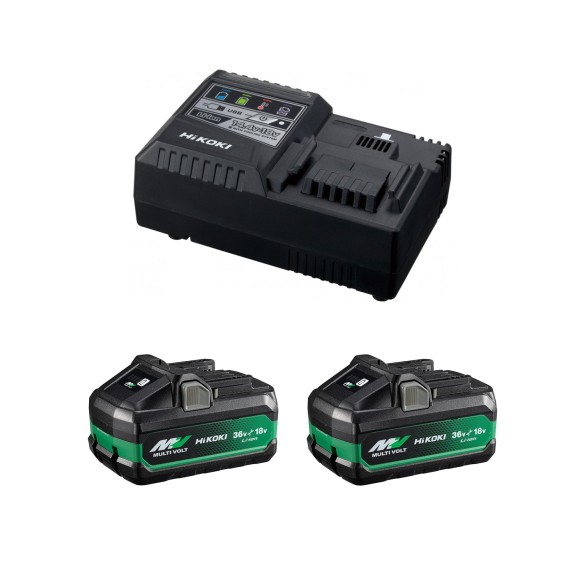 Pack 2 batteries Hikoki Multi Volt type B + Chargeur ultra-rapide UC18YSL3W0Z