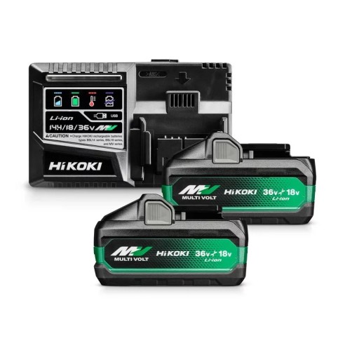 Pack 2 batteries Hikoki Multi Volt type B + Chargeur ultra-rapide UC18YSL3W0Z