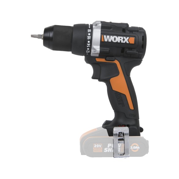 Perceuse Visseuse Brushless 20V Worx | PowerShare | WX102.9 - sans batterie, ni chargeur | moteur sans balais, mandrin