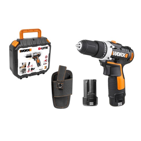 Perceuse Visseuse 12V Worx | WX128.3 - 2 batteries 2Ah | 15+1 couples de serrage, 25Nm, mandrin 10mm