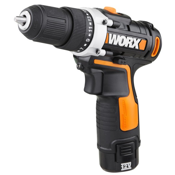 Perceuse Visseuse 12V Worx | WX128.3 - 2 batteries 2Ah | 15+1 couples de serrage, 25Nm, mandrin 10mm