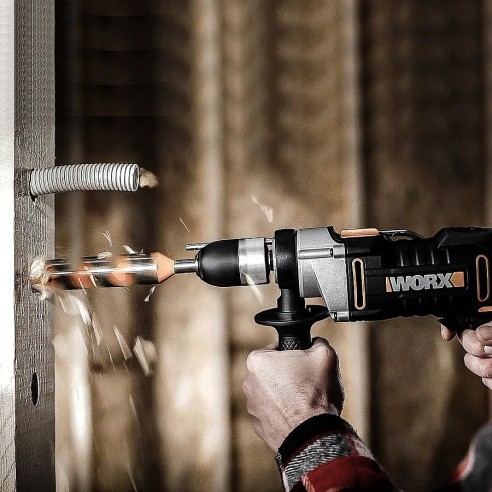 Perceuse à percussion 810W | Worx | WX318 | 3.000 tr/min | 48.000 bpm | mandrin de 13mm | contrôle de vitesse variable | Inclus