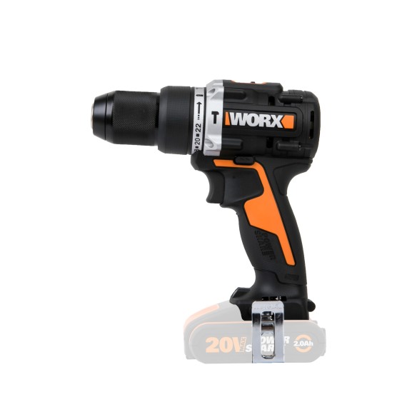 Perceuse à percussion brushless 20V Worx | PowerShare | WX352.9 - Sans batterie ni chargeur | moteur sans balais, mandrin de 13 