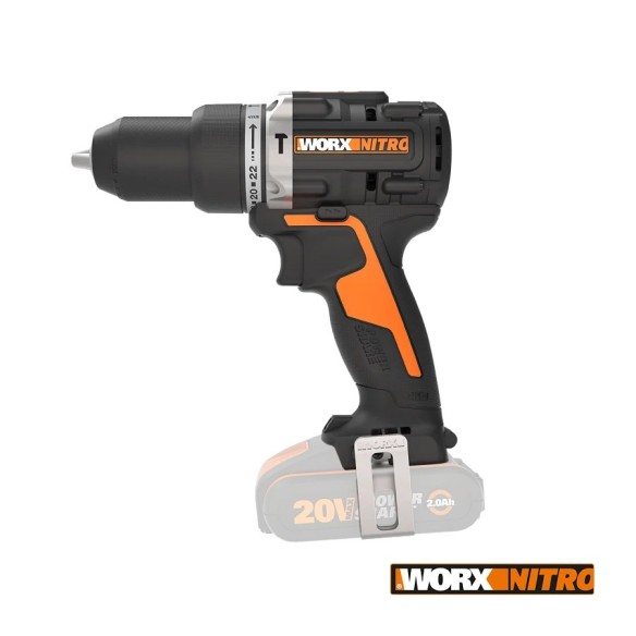 Perceuse à percussion brushless 20V Worx | PowerShare | WX352.9 - Sans batterie ni chargeur | moteur sans balais, mandrin de 13 