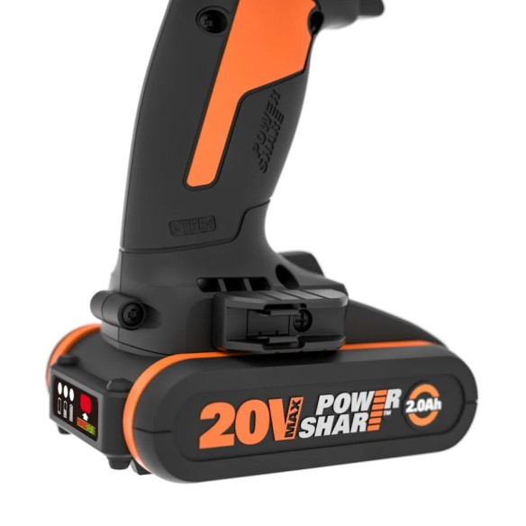 Perceuse à percussion Slammer Brushless 20V Worx WX354 | 2 batteries 2Ah et chargeur - Moteur sans balais