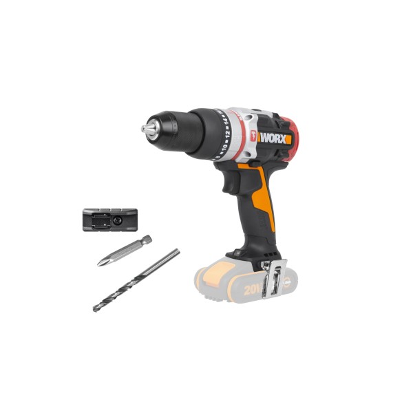 Perceuse à percussion Slammer Drill Brushless 20V Worx | PowerShare | WX354.9 | Sans batterie ni chargeur | Perfore le béton, mo