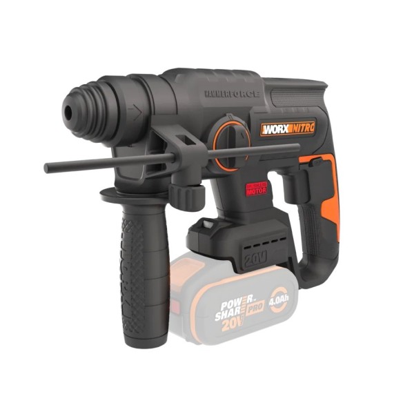 Marteau combiné SDS-PLUS à batterie WORX WX381 - 2J - sans balais - 20V - Sans batteries, chargeur ni Coffret