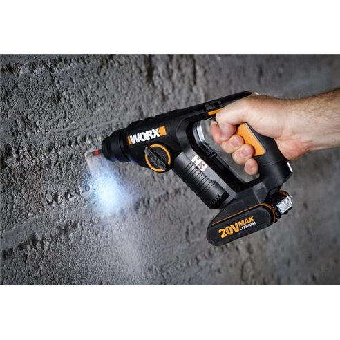 Marteau, Perceuse et Visseuse à Batterie Worx H3 - WX394.6 - 1,5J - 20V - Inclut 2 Batteries 2Ah, Chargeur et Coffret
