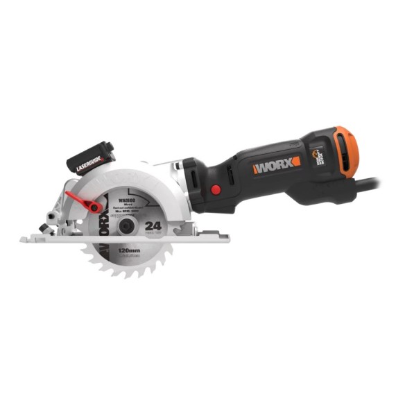 Scie circulaire WorxSaw XL 46mm, 800W Worx | WX437 | Guide laser, système d'aspiration intégré, réglage de profondeur rapide,