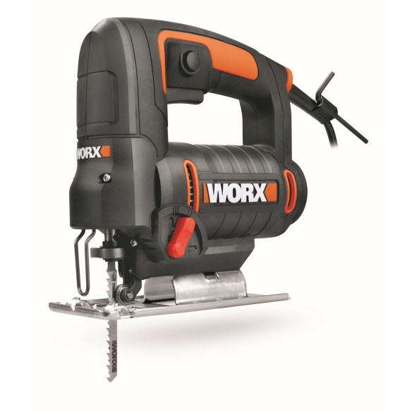 WORX WX477.1 Scie sauteuse pendulaire 550W, Système pendulaire 4 niveaux, Soufflage de copeaux, Extraction de poussière, Noir