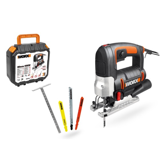 Scie sauteuse pendulaire 650W Worx | WX478.1 | Changement de lame sans outils | Extraction de poussière | Système pendulaire 4 p