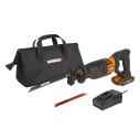 WORX WX500 Scie sabre 20V PowerShare, Batterie 2Ah, Contrôle de vitesse variable, Changement de lames sans outils, Pat