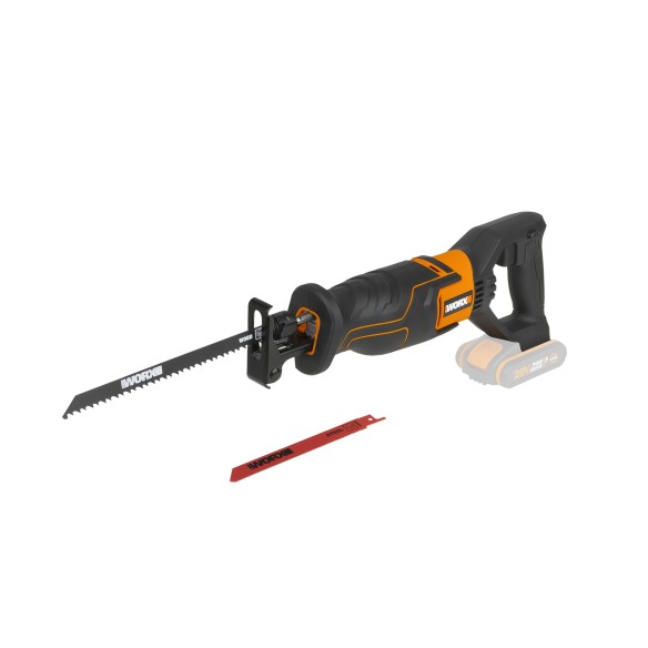 WORX WX500.9 Scie sabre 20V PowerShare, Sans batterie ni chargeur, Contrôle de vitesse variable, Changement de lames sans outil.
