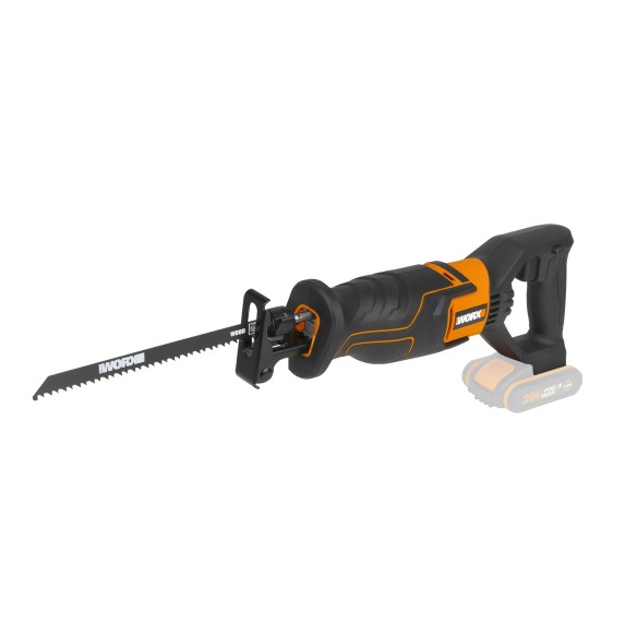 WORX WX500.9 Scie sabre 20V PowerShare, Sans batterie ni chargeur, Contrôle de vitesse variable, Changement de lames sans outil.