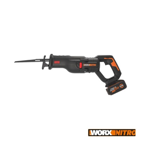 Scie sabre Brushless 20V Worx | PowerShare | WX516 - 1 batterie 4Ah | Moteur sans balais, patin pivotant ajustable, changement