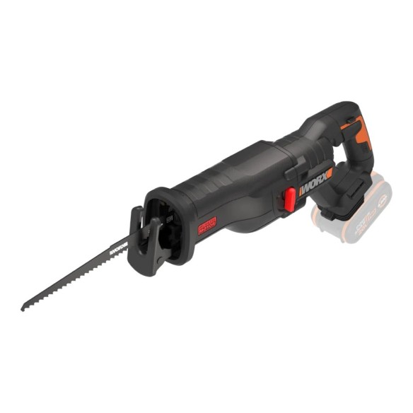 Scie sabre Brushless 20V Worx | PowerShare | WX516 - 1 batterie 4Ah | Moteur sans balais, patin pivotant ajustable, changement