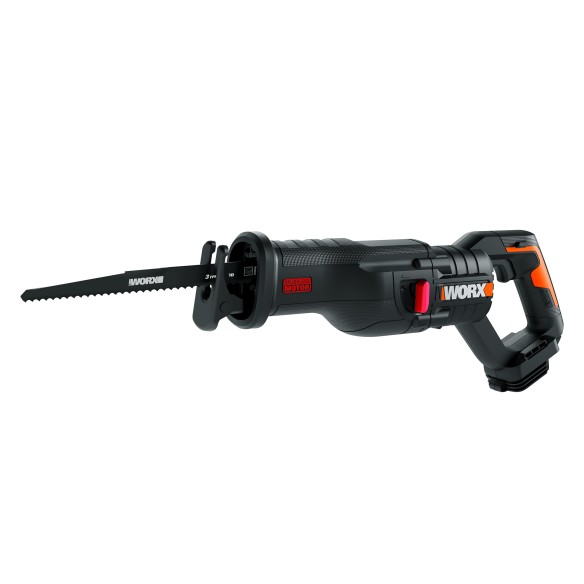 Scie sabre Brushless 20V Worx | PowerShare | WX516.9 - Sans batterie ni chargeur | Moteur sans balais, patin pivotant ajustable