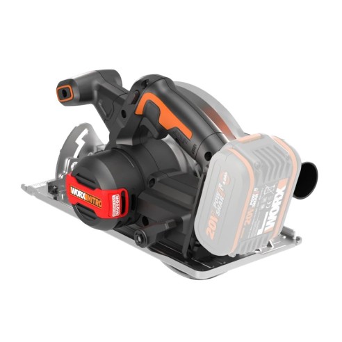 Scie circulaire Brushless 20V Worx | PowerShare | WX520.9 - Sans batterie, ni chargeur | Moteur sans balais, coupe en biseau, ba