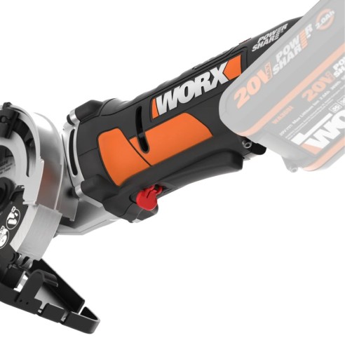 Scie circulaire 85 mm WorxSaw 20V Worx | PowerShare | WX527.9 - Sans batterie, ni chargeur | 2500 rpm, maniement à une main, pro