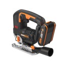 Scie sauteuse 20V Worx | Power Share | WX542  Puissant moteur sans balais | 1 batterie de 2Ah, chargeur et Coffret | 3 positions