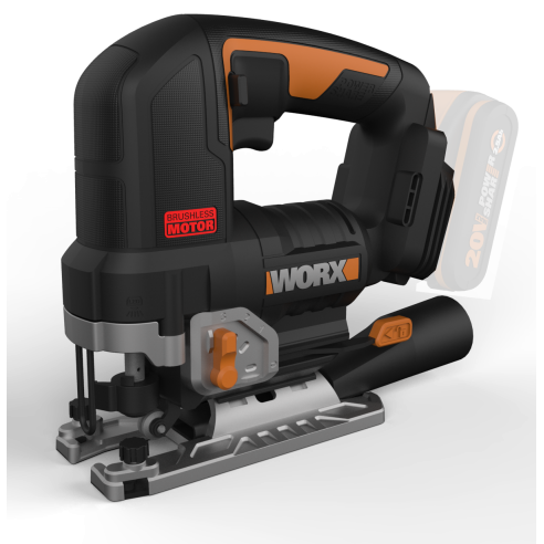 Scie sauteuse 20V Worx | Power Share | WX542.9 Moteur puissant sans balais | 3 positions, pendulation et tube d'aspiration | si
