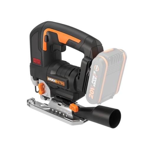 Scie sauteuse 20V Worx | Power Share | WX542.9 Moteur puissant sans balais | 3 positions, pendulation et tube d'aspiration | si