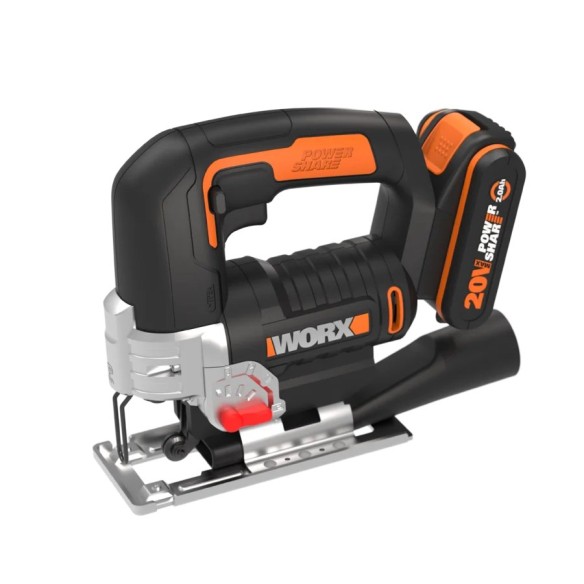Scie sauteuse 20V Worx | PowerShare | WX543 - 1 batterie 2Ah | pendule à 4 positions, changement rapide de lame, profondeur de c
