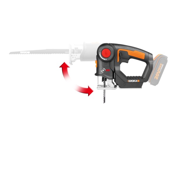 Scie sabre et scie sauteuse 2 en 1 20V Worx | PowerShare | WX550.9 - Sans batterie ni chargeur | Changement de lame sans outils,