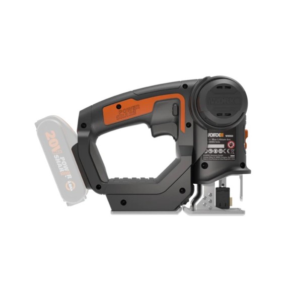 Scie sabre et scie sauteuse 2 en 1 20V Worx | PowerShare | WX550.9 - Sans batterie ni chargeur | Changement de lame sans outils,