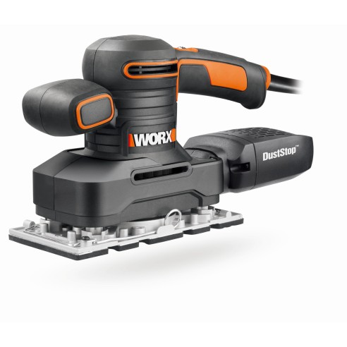 Ponceuse orbitale 250W Worx | WX 641 | Système de fixation de papier abrasif par pince, base en aluminium, design ergonomique