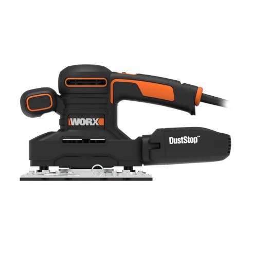 Ponceuse orbitale 250W Worx | WX 641 | Système de fixation de papier abrasif par pince, base en aluminium, design ergonomique