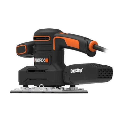 Ponceuse orbitale 250W Worx | WX 641 | Système de fixation de papier abrasif par pince, base en aluminium, design ergonomique