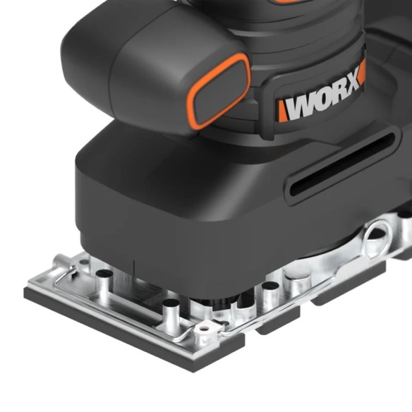 Ponceuse orbitale 250W Worx | WX 641 | Système de fixation de papier abrasif par pince, base en aluminium, design ergonomique