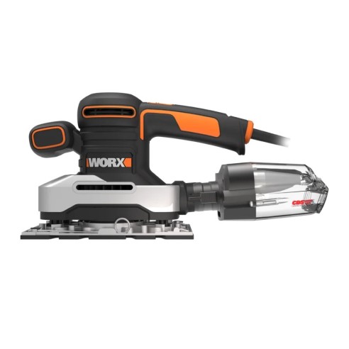 Ponceuse orbitale cyclonique 270W Worx | WX 642.1 | Facile décharge de poussière, base en aluminium, système de fixation avec pi