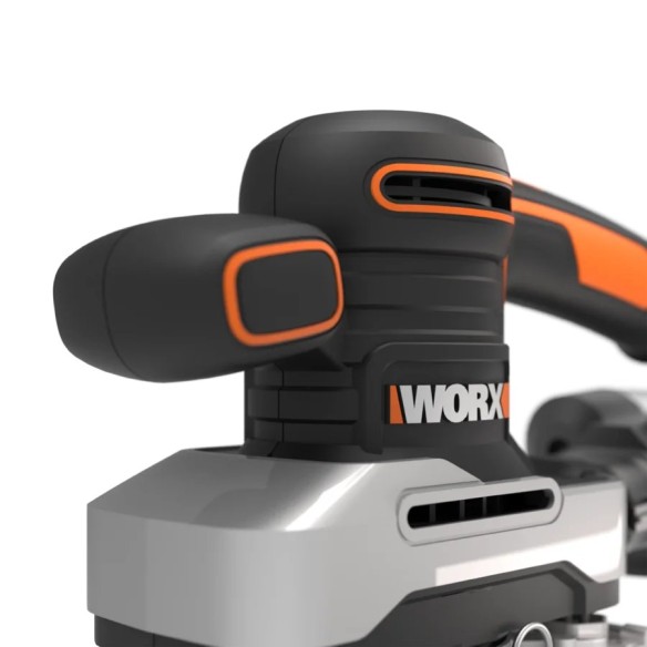 Ponceuse orbitale cyclonique 270W Worx | WX 642.1 | Facile décharge de poussière, base en aluminium, système de fixation avec pi
