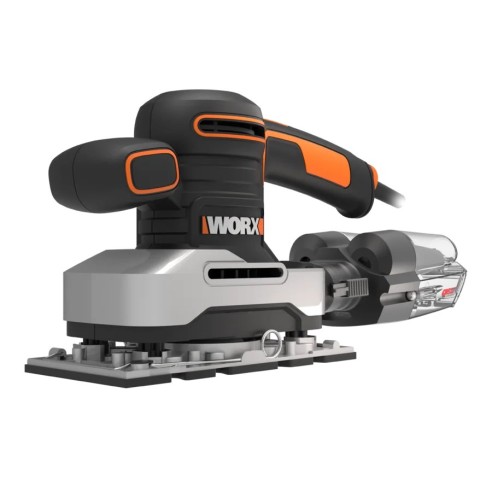 Ponceuse orbitale cyclonique 270W Worx | WX 642.1 | Facile décharge de poussière, base en aluminium, système de fixation avec pi