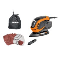 Meuleuse delta 65W Worx | WX 648.2 | Microfiltre DustStop | Système de fixation par velcro | Design ergonomique, compact et lége