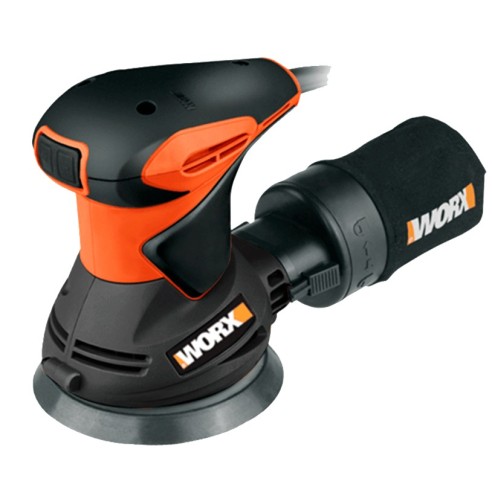 Ponceuse rotorbitale 300W 125mm Worx | WX 652.1 | Système d'aspiration de poussière et sac de récupération de poussière, système