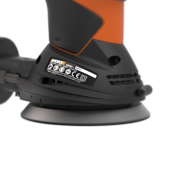 Ponceuse rotorbitale 300W 125mm Worx | WX 652.1 | Système d'aspiration de poussière et sac de récupération de poussière, système