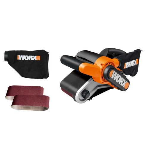 Ponceuse à bande 950W Worx | WX 661.1 | Surface de ponçage 76 x 130 mm, système d'auto-centrage, changement rapide de bande