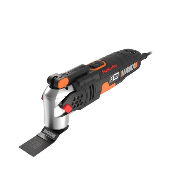 Outils oscillants Sonicrafter 450W F50 Worx | WX681 | Vitesse variable, système Hyperlock | Ancrage universel | Coffret de 39 ac