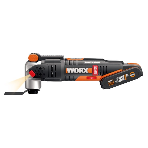 Outil oscillant Brushless Sonicrafter 20V Worx | PowerShare | WX693 - 1 batterie 2Ah | Moteur sans balais, vitesse variable,