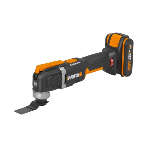 Outil oscillant Sonicrafter 20V Max. Worx | PowerShare | WX 696 | Comprend 1 batterie 2 Ah avec indicateur, chargeur et Coffret 