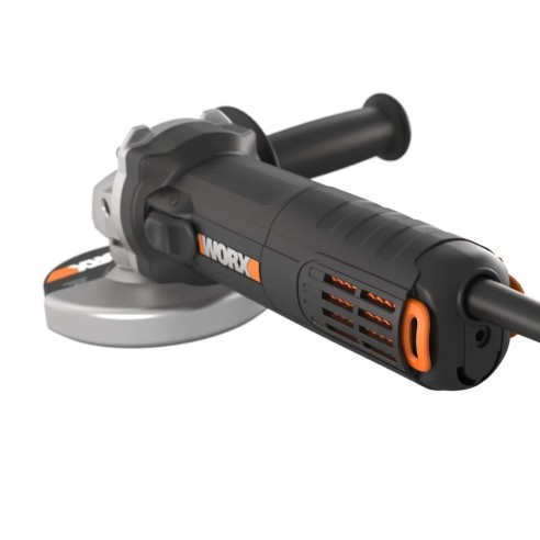 Meuleuse 125mm 800W | Worx | WX713 | Balais auto-déconnectants, grilles amovibles, verrouillage de broche