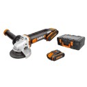 Meuleuse angulaire sans-fil Worx WX800 - 115mm - PowerShare 20V Max. - Inclut 2 batteries 2Ah, chargeur et Coffret