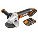 Meuleuse angulaire sans-fil Worx WX800 - 115mm - PowerShare 20V Max. - Inclut 2 batteries 2Ah, chargeur et Coffret