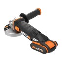 Meuleuse angulaire sans-fil Worx WX800 - 115mm - PowerShare 20V Max. - Inclut 2 batteries 2Ah, chargeur et Coffret