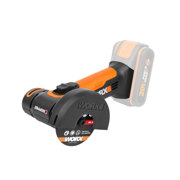 Meuleuse angulaire compacte sans-fil Worx WX801 - 76mm - PowerShare 20V - Sans Batterie, Chargeur ni Coffret