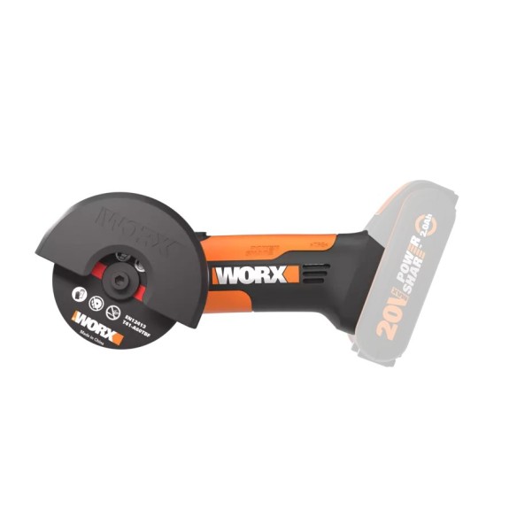 Meuleuse angulaire compacte sans-fil Worx WX801 - 76mm - PowerShare 20V - Sans Batterie, Chargeur ni Coffret